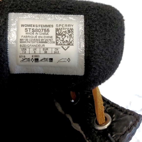 SPERRY Women's Black Saltwater Shiny Quilted Duck Rain Boot Shoe STD80755 SZ 7.5 - Picture 6 of 9
